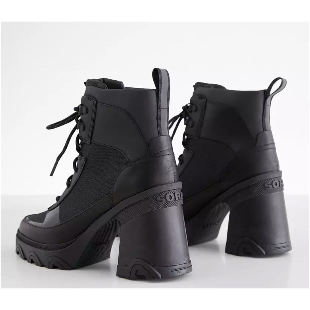 Sorel Women's Brex Ankle Chunky Heel Lug Sole Waterproof Booties Shoes Black 11 - Picture 2 of 6